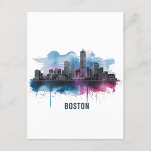 Boston City Skyline, Boston Ma Skyline Postkarte