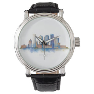 Boston City Skyline   Modernes Boston MA Armbanduhr