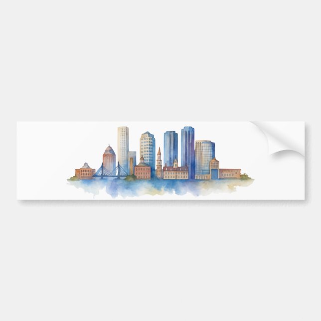 Boston City Skyline | Modernes Boston MA Autoaufkleber (Vorne)