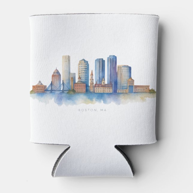 Boston City Skyline | Modernes Boston MA Dosenkühler (Vorderseite)