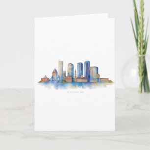Boston City Skyline   Modernes Boston MA Karte