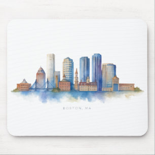 Boston City Skyline Modernes Boston MA Mousepad