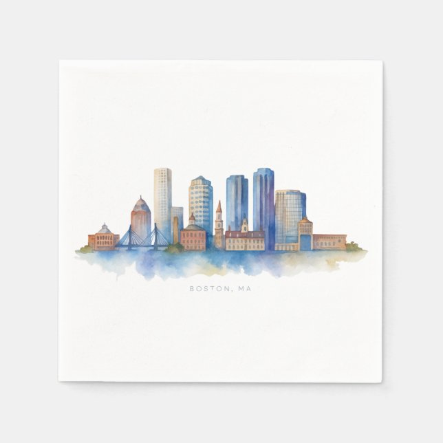 Boston City Skyline | Modernes Boston MA Serviette (Vorderseite)