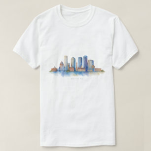 Boston City Skyline Modernes Boston MA T-Shirt