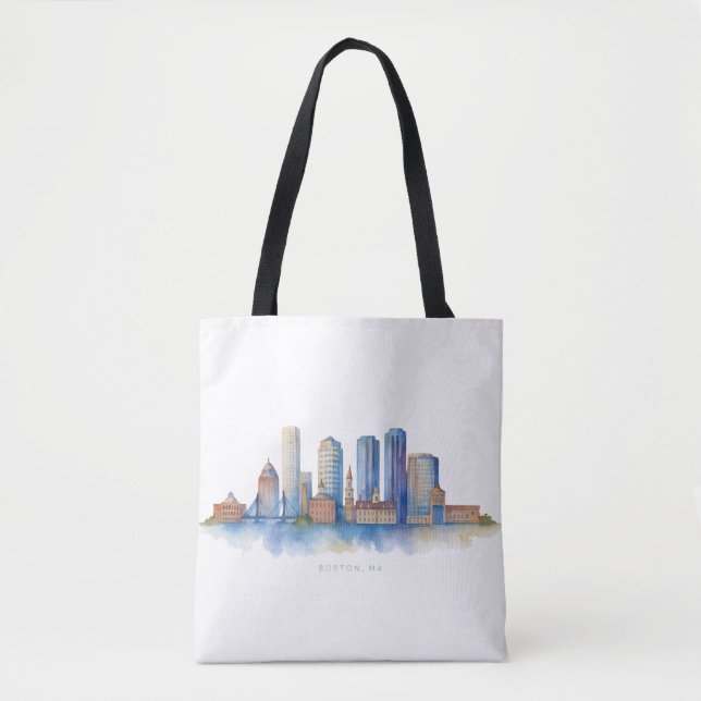 Boston City Skyline | Modernes Boston MA Tasche (Vorderseite)