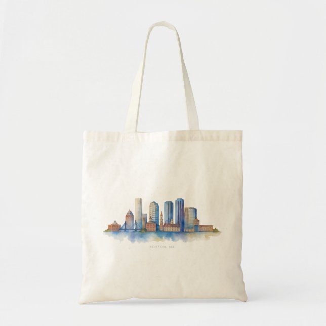 Boston City Skyline | Modernes Boston MA Tragetasche (Vorne)