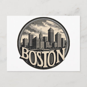 Boston City Skyline - Modernes Minimalistisches St Postkarte