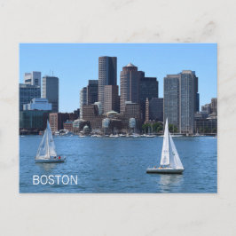 Boston City Skyline Segelboote Hafen Reisen Postkarte