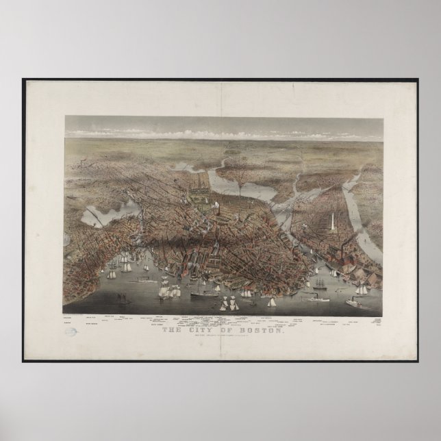 Boston City View 1873 Poster (Vorne)