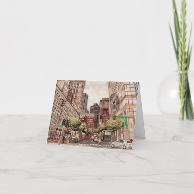 Boston Cityscape by Kate Boyington Blank Notecard (Vorderseite)