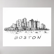Boston Cityscape Ink Zeichnend