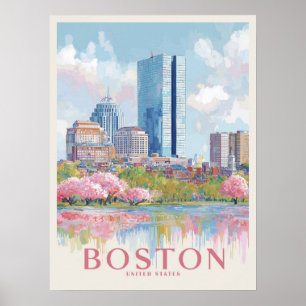 Boston Cityscape Vintag Poster