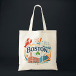Boston Coastal Travel Illustration Tragetasche<br><div class="desc">Celebrate the charm of one of America’s most historic harbor cities with this vibrant coastal travel illustration inspired by Boston’s rich maritime culture, iconic architecture, and seaside traditions. This artwork combines playful nautical elements, historic city imagery, and classic coastal symbolism to create a cheerful design perfect for travelers, locals, and...</div>