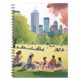 Boston Common Picknick | Sommer-Aquarellmalerei Notizblock