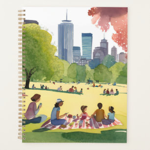Boston Common Picknick Sommer-Aquarellmalerei Planer