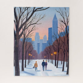 Boston Common Winter Aquarellmalerei