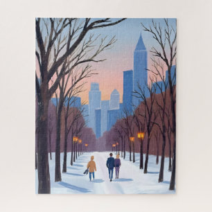 Boston Common Winter Aquarellmalerei