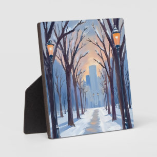 Boston Common Winter Schneefall Aquarell Fotoplatte