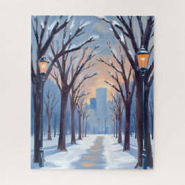 Boston Common Winter Snowfall Watercolor