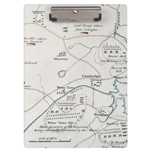 BOSTON-CONCORD KARTE, 1775 KLEMMBRETT (Vorderseite)