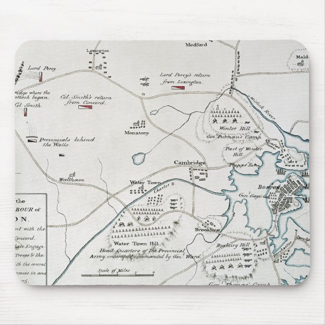BOSTON-CONCORD KARTE, 1775 MOUSEPAD (Vorne)