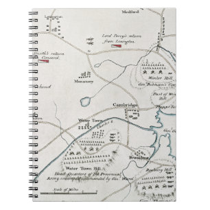 BOSTON-CONCORD KARTE, 1775 NOTIZBLOCK