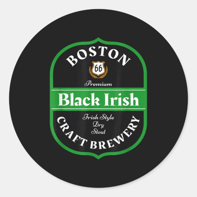 Boston Craft Brewery Boston Black Irish Stout Nove Runder Aufkleber (Vorderseite)