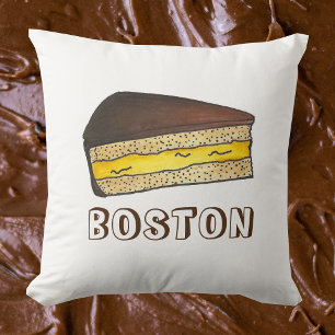 Boston Cream Pie Slice Food Dessert Massachusetts Kissen