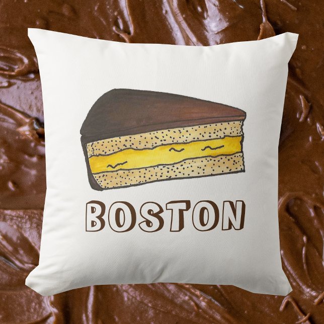 Boston Cream Pie Slice Food Dessert Massachusetts Kissen (Boston cream pie pillow)