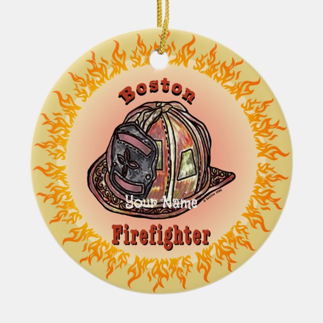 Boston Feuerwehrmann Keramik Ornament (Vorne)