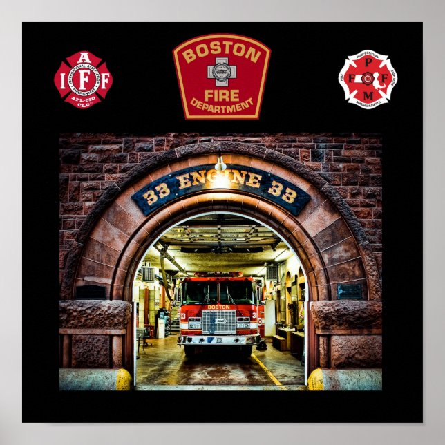 Boston Fire Motor-33 Print Poster (Vorne)
