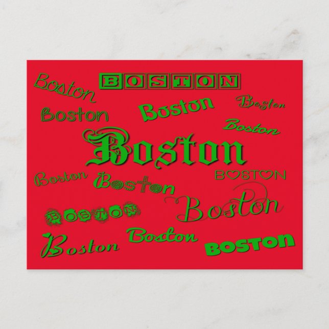 Boston Green Schriftartes Postkarte (Vorderseite)
