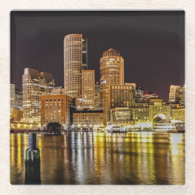 Boston-Hafen Glasuntersetzer (Vorderseite)