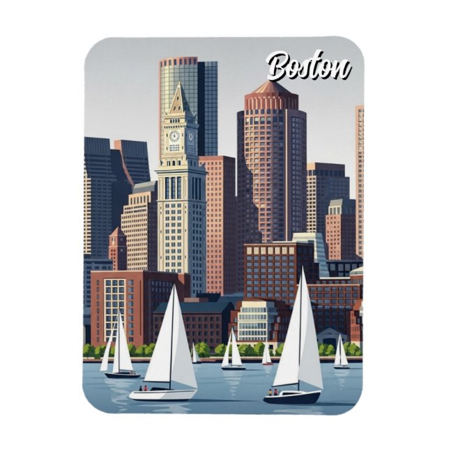 Boston Hafen Reise Magnet (Vertikal)