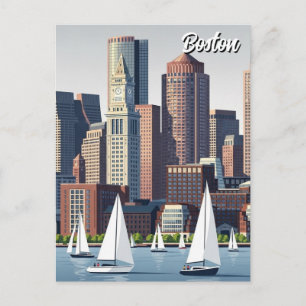 Boston Hafen Reise Postkarte
