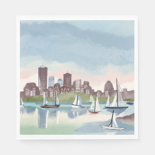 Boston Harbor   Boston Massachusetts Aquarell Serviette