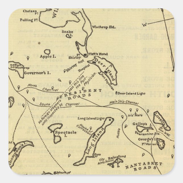 Boston Harbour 2 Quadratischer Aufkleber (Vorderseite)