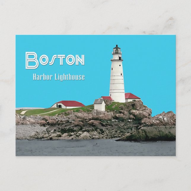 Boston Harbour Lighthouse Postkarte (Vorderseite)