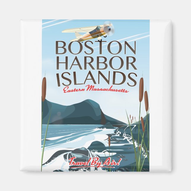 Boston Harbour Massachusetts Flight Poster Magnet (Vorne)