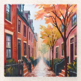 Boston Herbst Aquarell Beacon Hill Massachusetts Glasuntersetzer