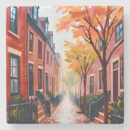 Boston Herbst Aquarell Beacon Hill Massachusetts Steinuntersetzer