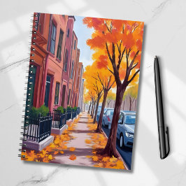 Boston Herbstlaub Wasserfarben Gemalt Notizblock