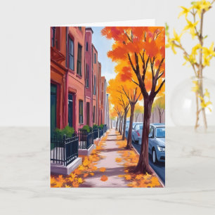 Boston Herbstlaub Wasserfarben Karte