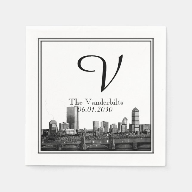 Boston Hochzeit in Urlaubsort Napkin Serviette (Vorderseite)