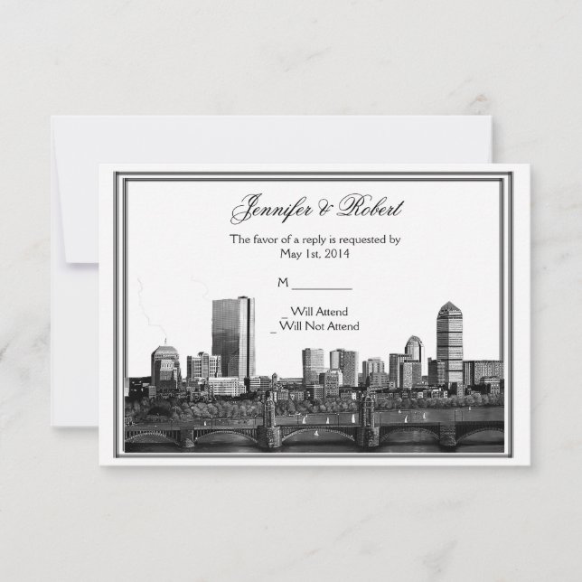 Boston Hochzeit in Urlaubsort Response Card RSVP Karte (Vorderseite)