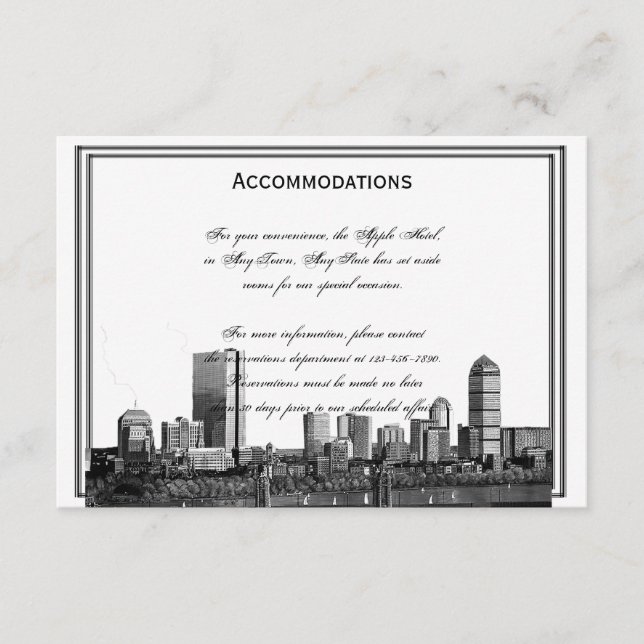 Boston Hochzeit in Urlaubsort Unterkünfte Begleitkarte (Vorderseite)
