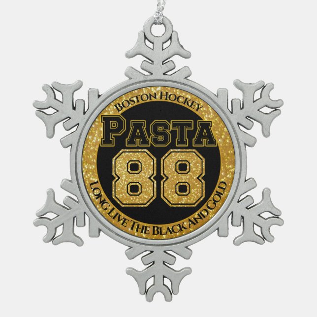 Boston Hockey Pasta 88 Schneeflocken Zinn-Ornament (Vorderseite)