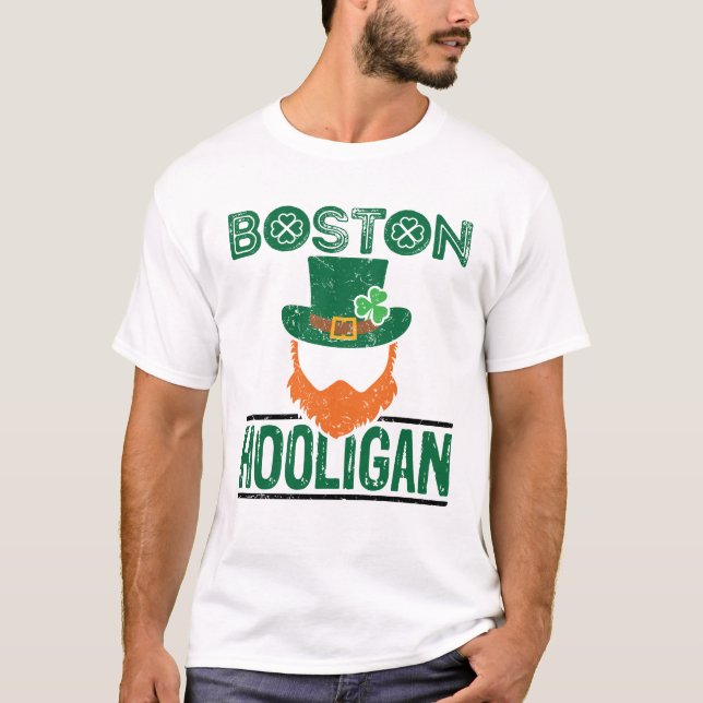 Boston Hooligan St Patricks Day T-Shirt (Vorderseite)