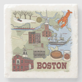 Boston Illustriert Map Marble Untersetzer