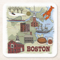 Boston Illustriert Map Untersetzer
